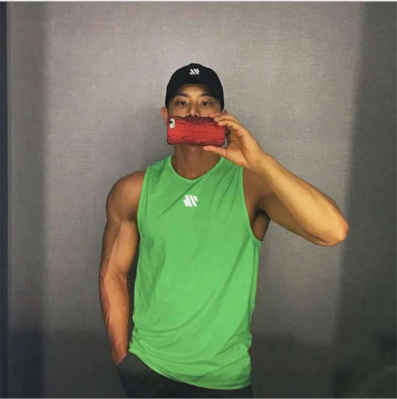 Mens fitness gyms Tank top men Fitness sleeveless shirt Male mesh breathable Sports vest Undershirt Gyms Running vest men