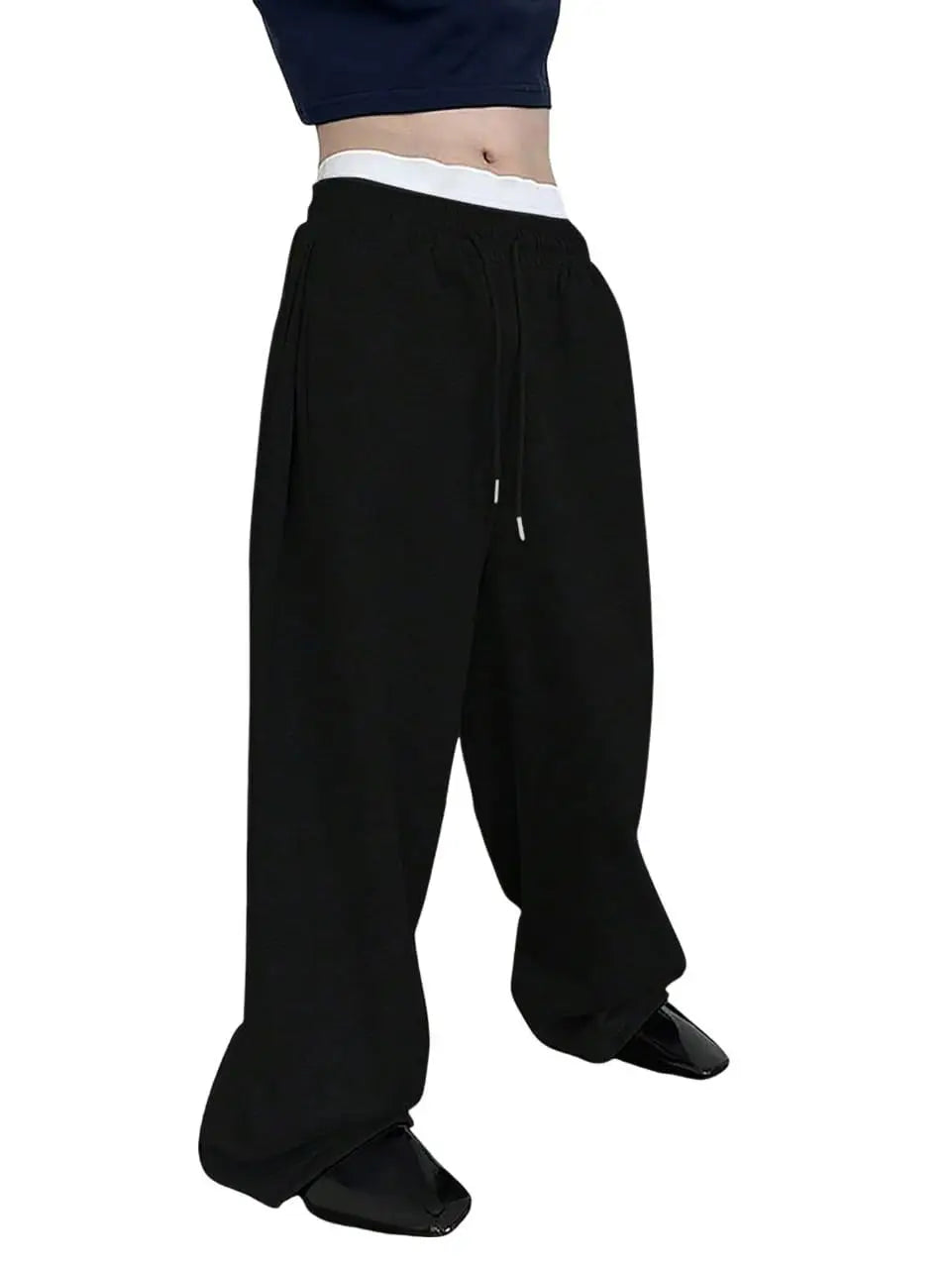 2025 men's wide leg sweatpants, European and American men's and women's sweatpants, waist drawstring straight leg loose casual s