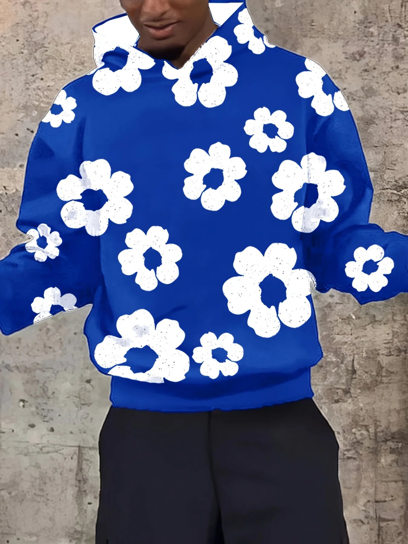New 3D Men's Autumn/Winter Hoodie Sweatshirt Y2 Personalized Flower White Cotton Casual Large Size