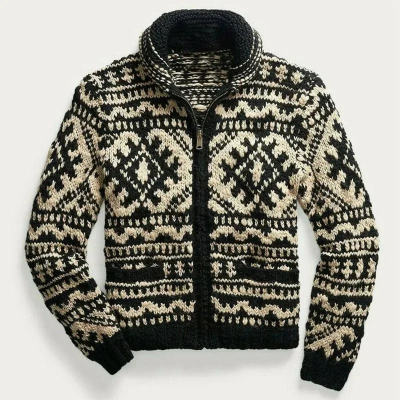 New 2025 Autumn Winter Men's Warm Cardigan Sweater Harajuku Cartoon Knitted Sweater Pullover Hip Hop Casual Knitwear Male Tops