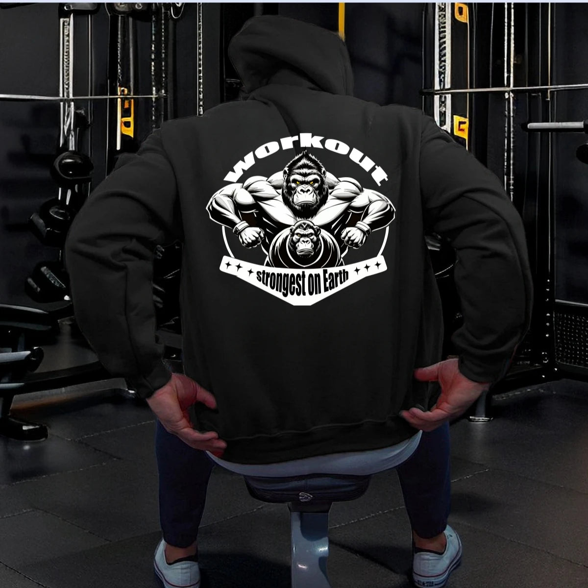 Men's Gym Pullovers Fitness Sweatshirts Man Workout Hoodies Gorilla Bodybuilding Casual Coat