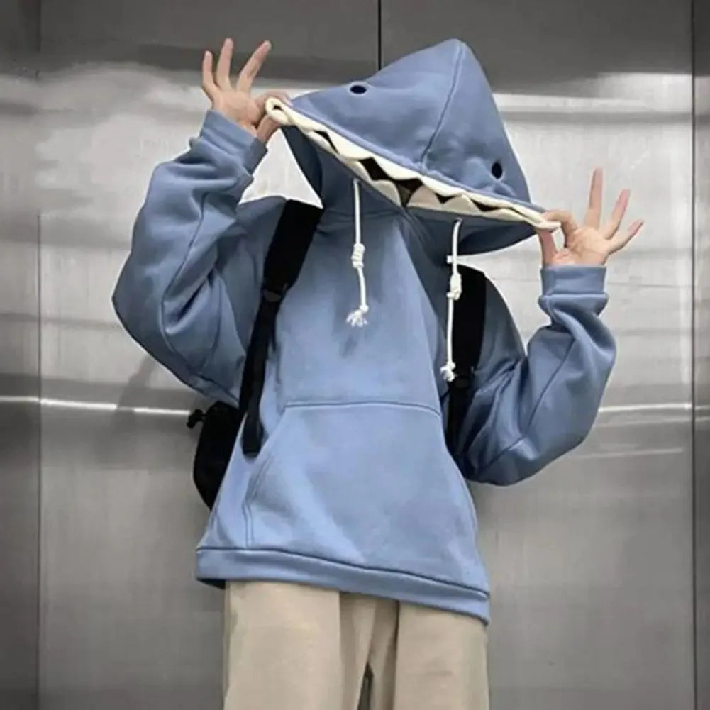 Autumn and Winter New Fun Shark Hat Cute and Bizarre Hoodie 2022 Winter New Plush Loose Student Design Top