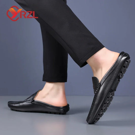 YRZL Loafers Men Handmade Summer Slip on Half Shoes for Men Non Slip Slippers Casual Comfortable Breathable Man Sandals