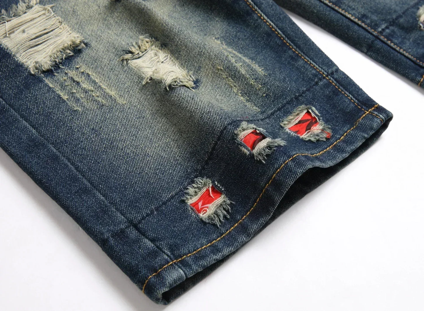 New Summer Vintage Washed Men Denim Shorts Casual Fashion Street Wear Ripped Hole Patches Distressed Male Straight Jeans Shorts