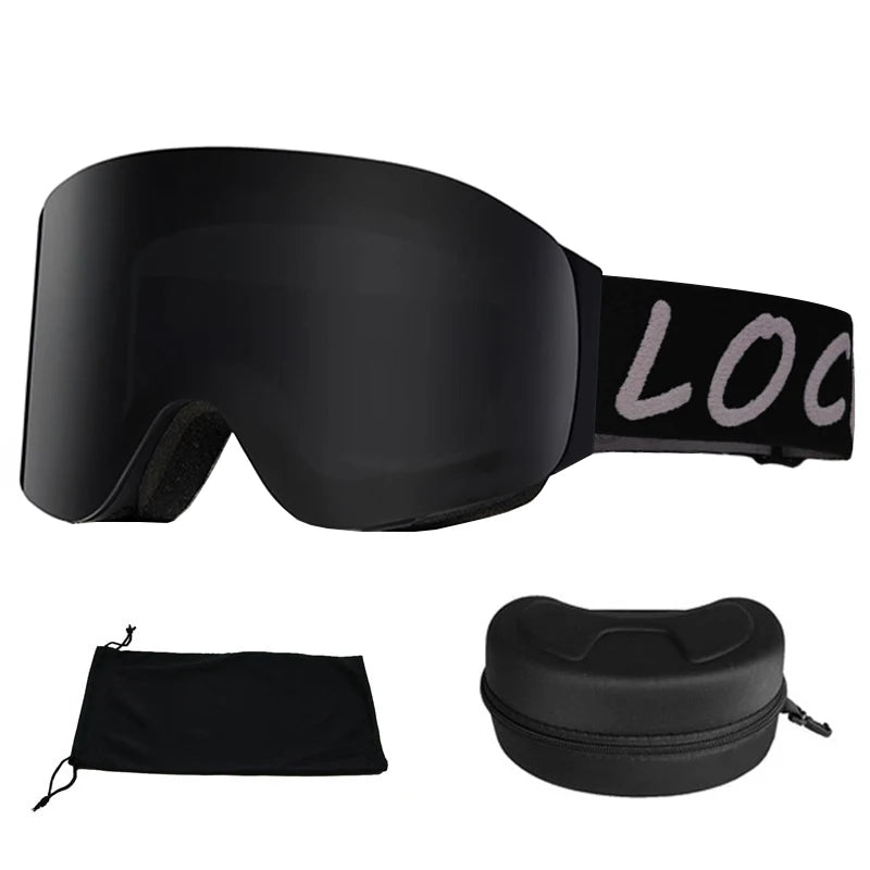 LOCLE Flip Up Magnetic Ski Goggles Men Women Snowboard Mask Anti-Fog Skiing Eyewear UV400 Snow Protection OTG Over The Glasses