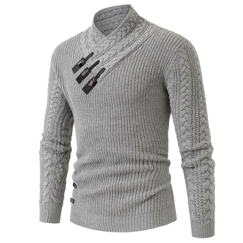 Autumn Winter Long Sleeved Knitted Sweater Men's Retro Solid Color Versatile Knit Pullover Sweaters Social Party Men Clothing