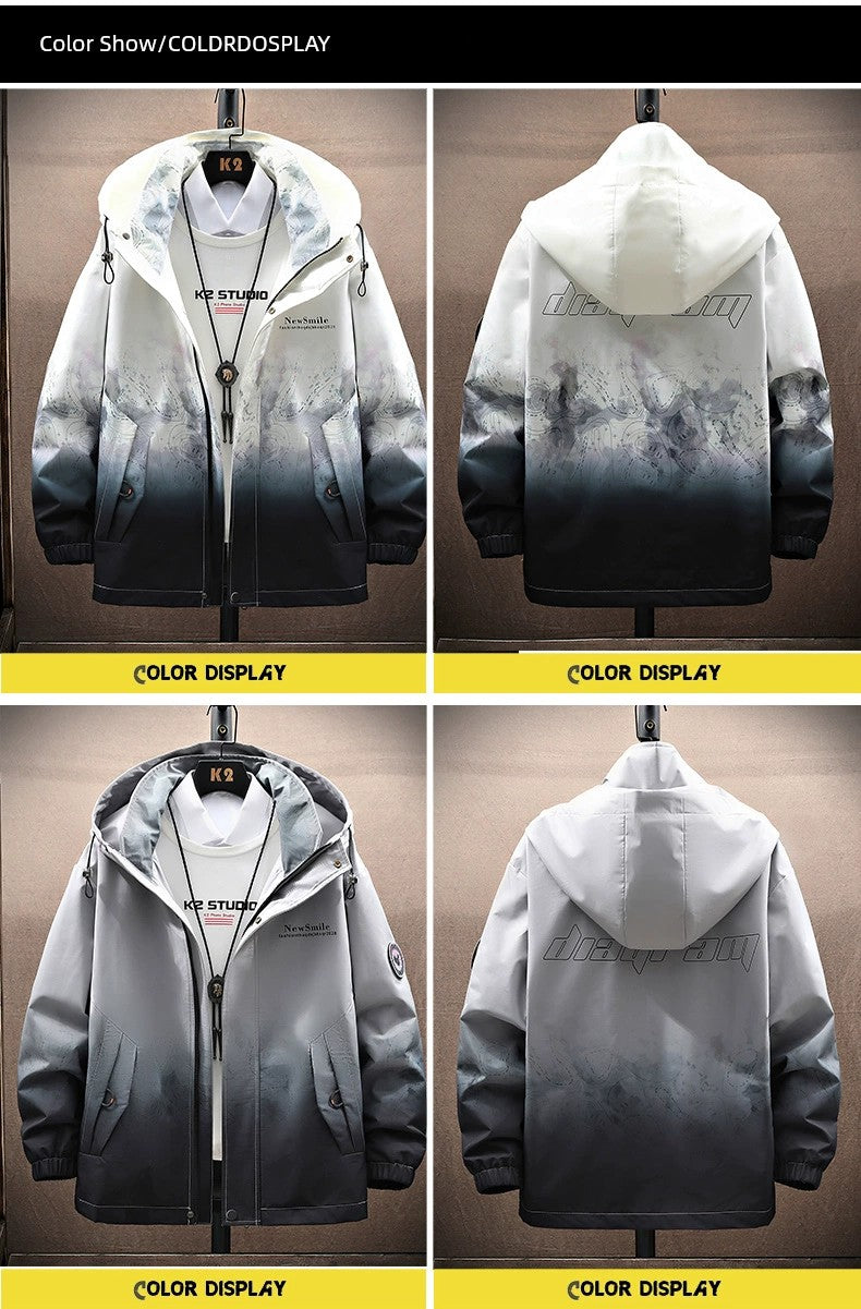 Gradient Color Spring New Arrival Casual Handsome Hooded Outwear