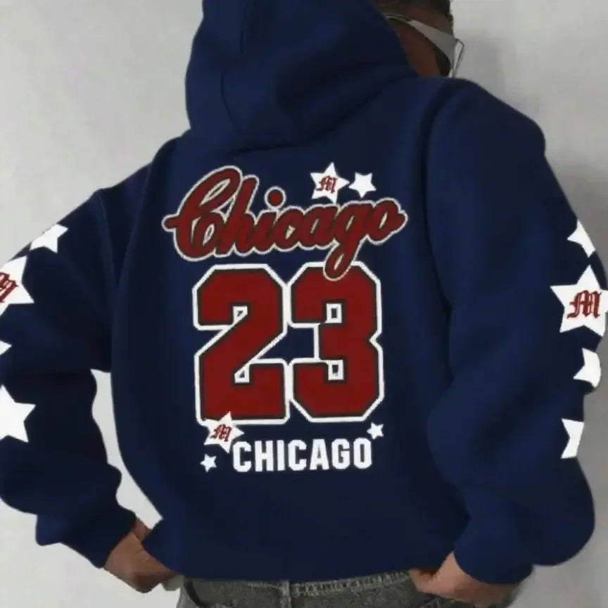 Men's hooded sweatshirt autumn/winter men's Chicago 23 pattern hoodie men's unisex pullover hip-hop style women's hoodie top