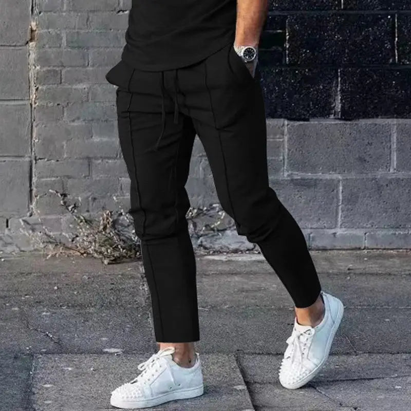 Men's Light Luxury Street New Comfortable Ruffled Pants, Casual Pants High Quality Fashion Solid Color Pocket Sports Men's Pants