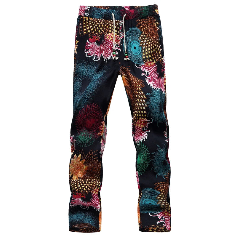 Summer thin men's large size shorts floral sports leisure nine-minute pants