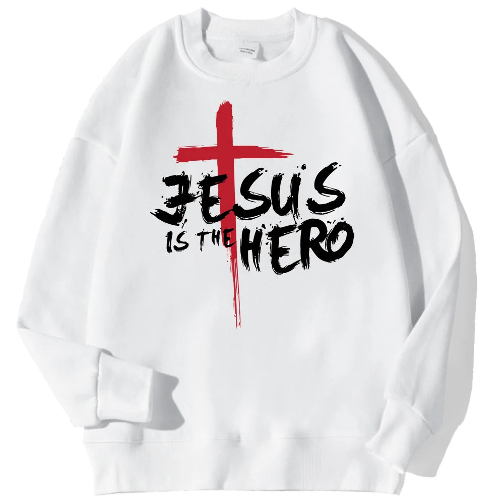 Jesus Is The Hero Sweatshirt Women Fashion Fleece Hoodies Autumn Fleece Hoodie Casual Oversize Clothing Male