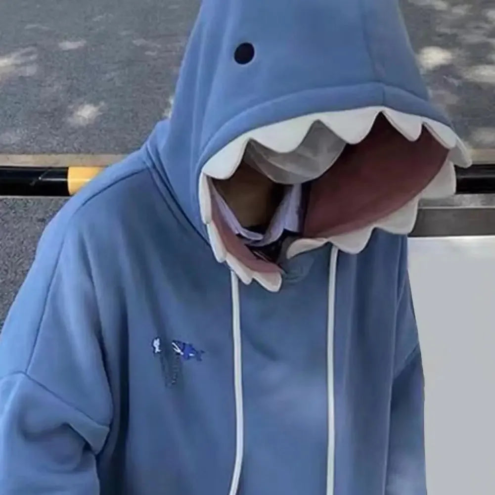 Autumn and Winter New Fun Shark Hat Cute and Bizarre Hoodie 2022 Winter New Plush Loose Student Design Top