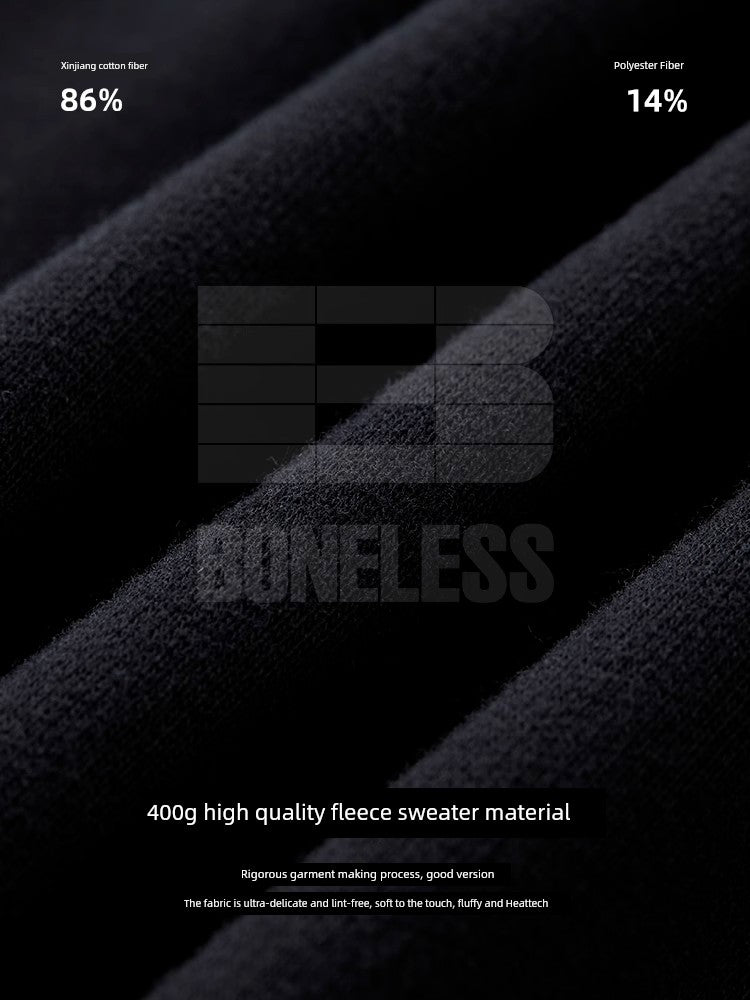 Boneless Velvet Padded Hooded Sweatshirt Adhesive Cement Print