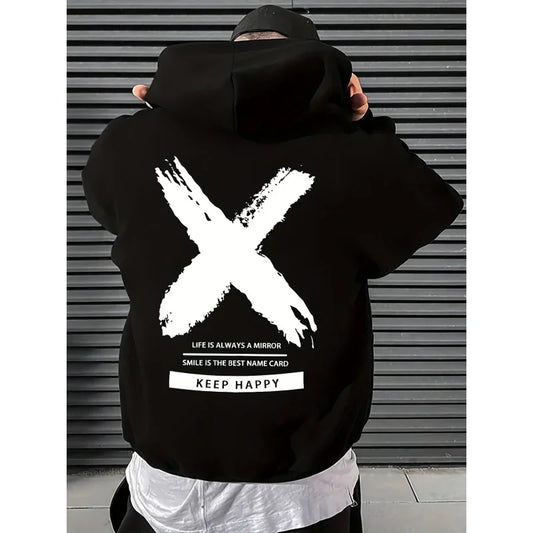 Men's hip-hop hooded sweatshirt font design printed hooded sweatshirt high-quality casual sweatshirt