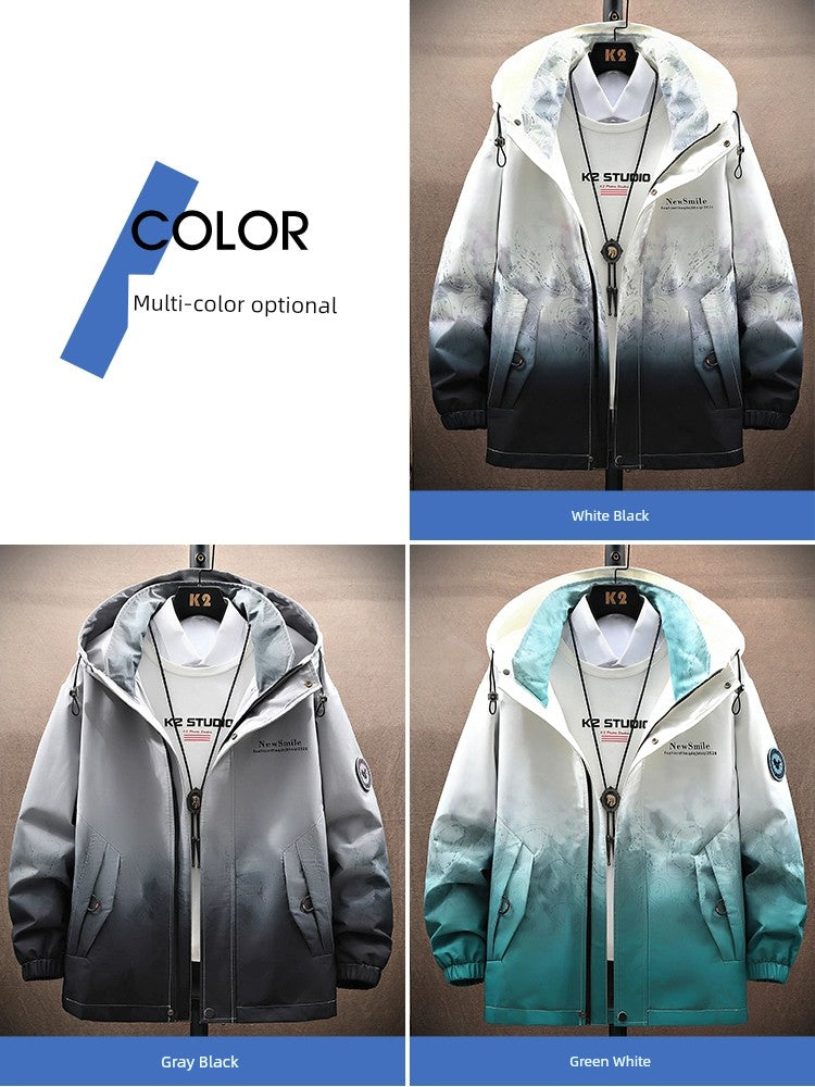 Gradient Color Spring New Arrival Casual Handsome Hooded Outwear