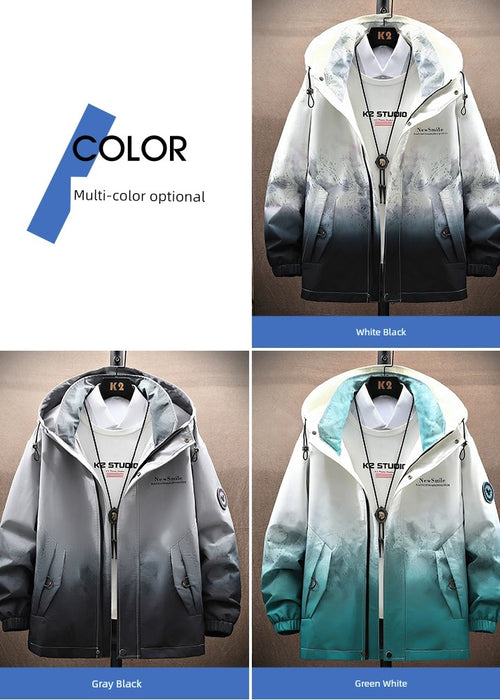 Gradient Color Spring New Arrival Casual Handsome Hooded Outwear