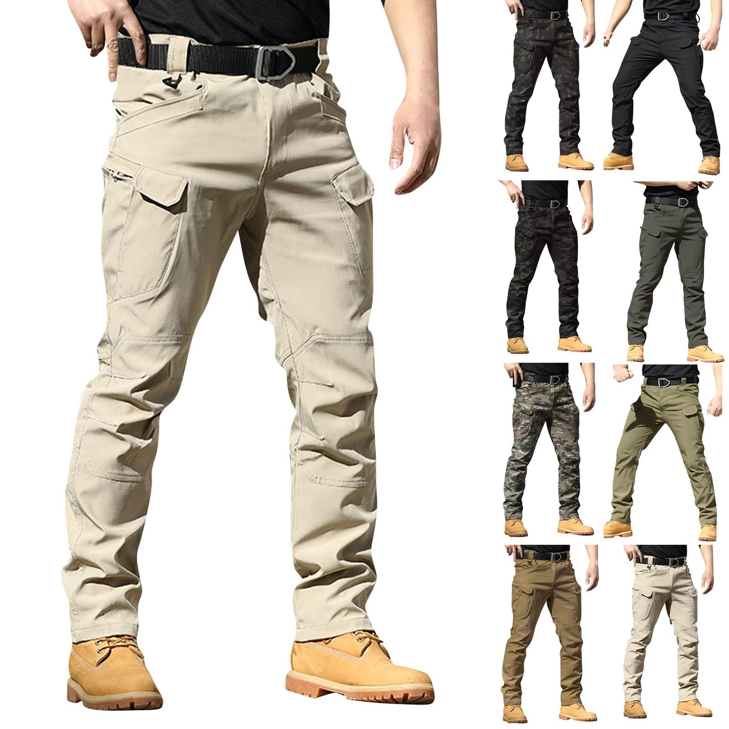 Men Classic Cargo Pants Daily Causal All-Match Regular Multi Pockets Overalls Outdoor Camping Climbing Hiking Fishing Pants