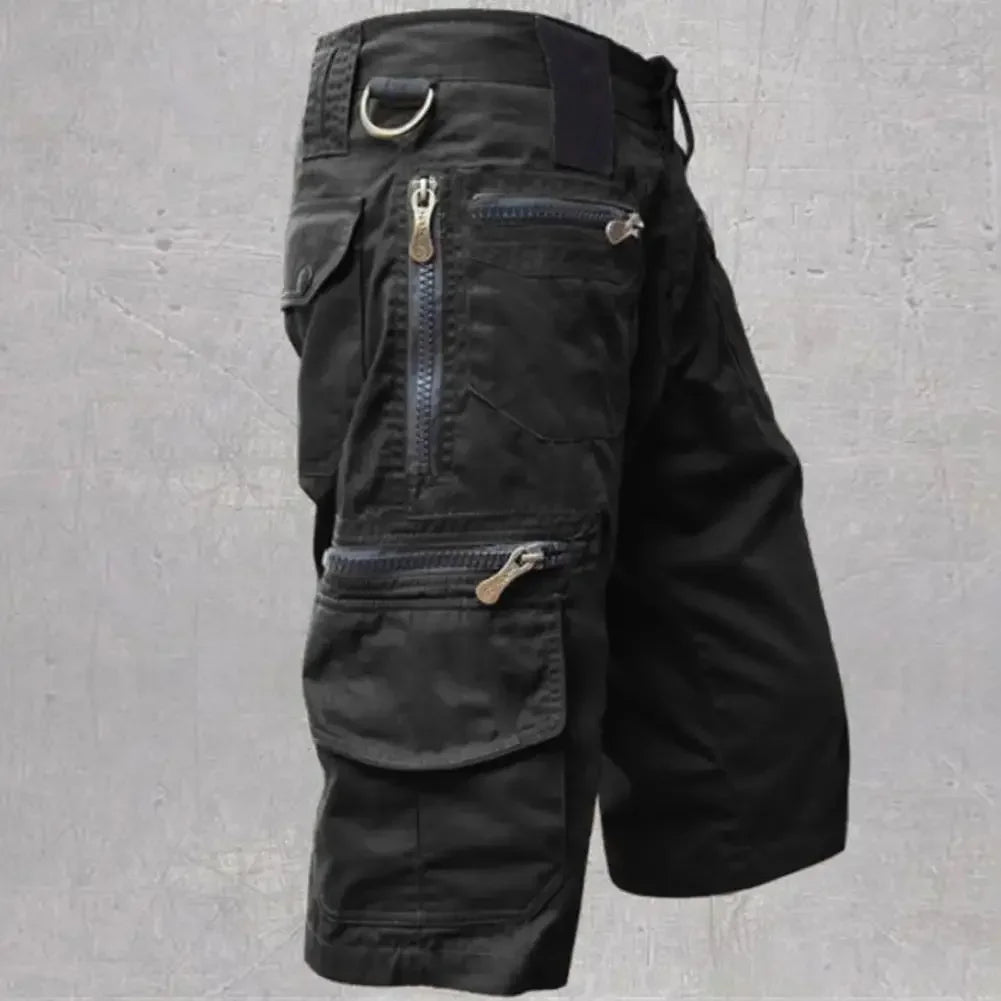 Men's Military Uniform Cargo Shorts Tactical Jogging Shorts Solid Color Multi-Pocket Summer Casual Straight Cargo Shorts Men
