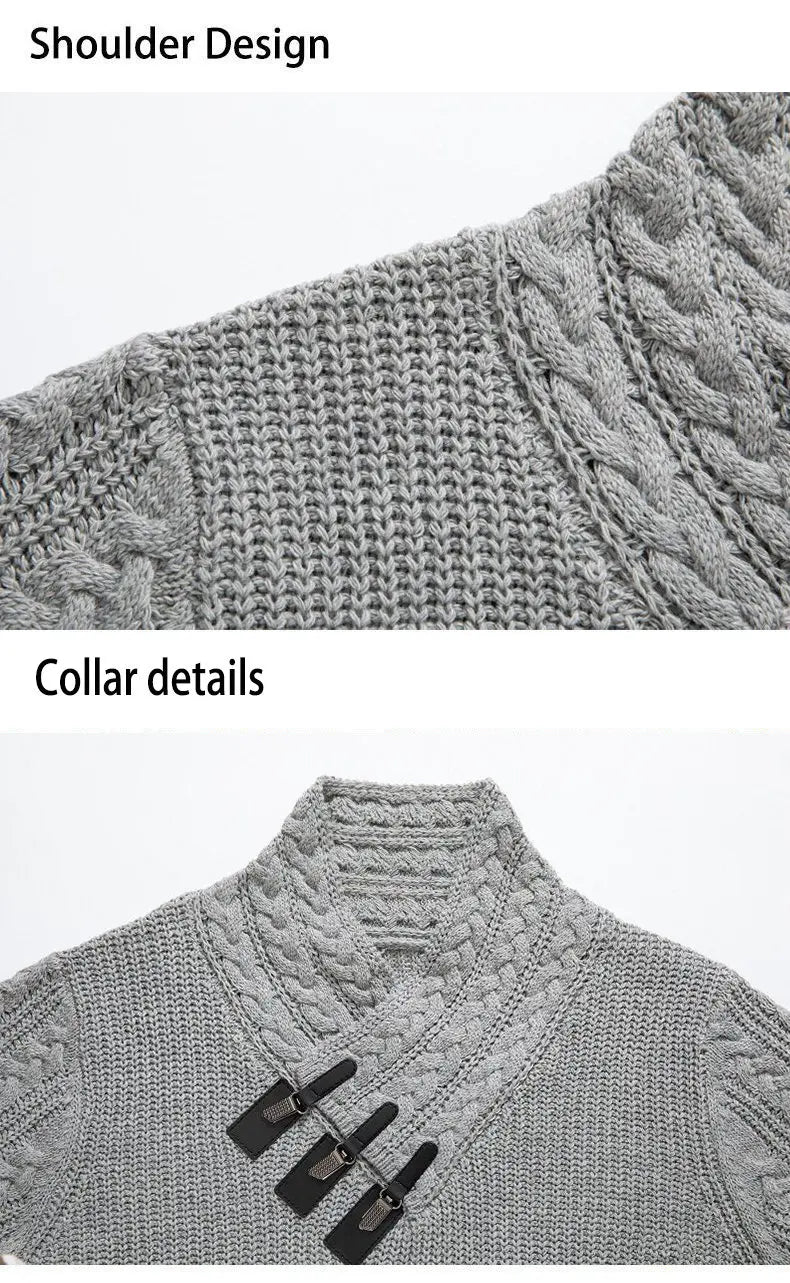 Autumn Winter Long Sleeved Knitted Sweater Men's Retro Solid Color Versatile Knit Pullover Sweaters Social Party Men Clothing