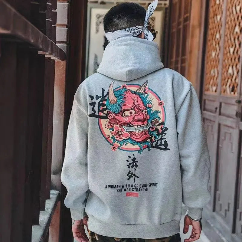 Fashion Men Hip Hop Hoodies Japanese Casual Sweatshirts Streetwear Men Women Loose Pullover Hapan Harajuku Devil Hoodie Male