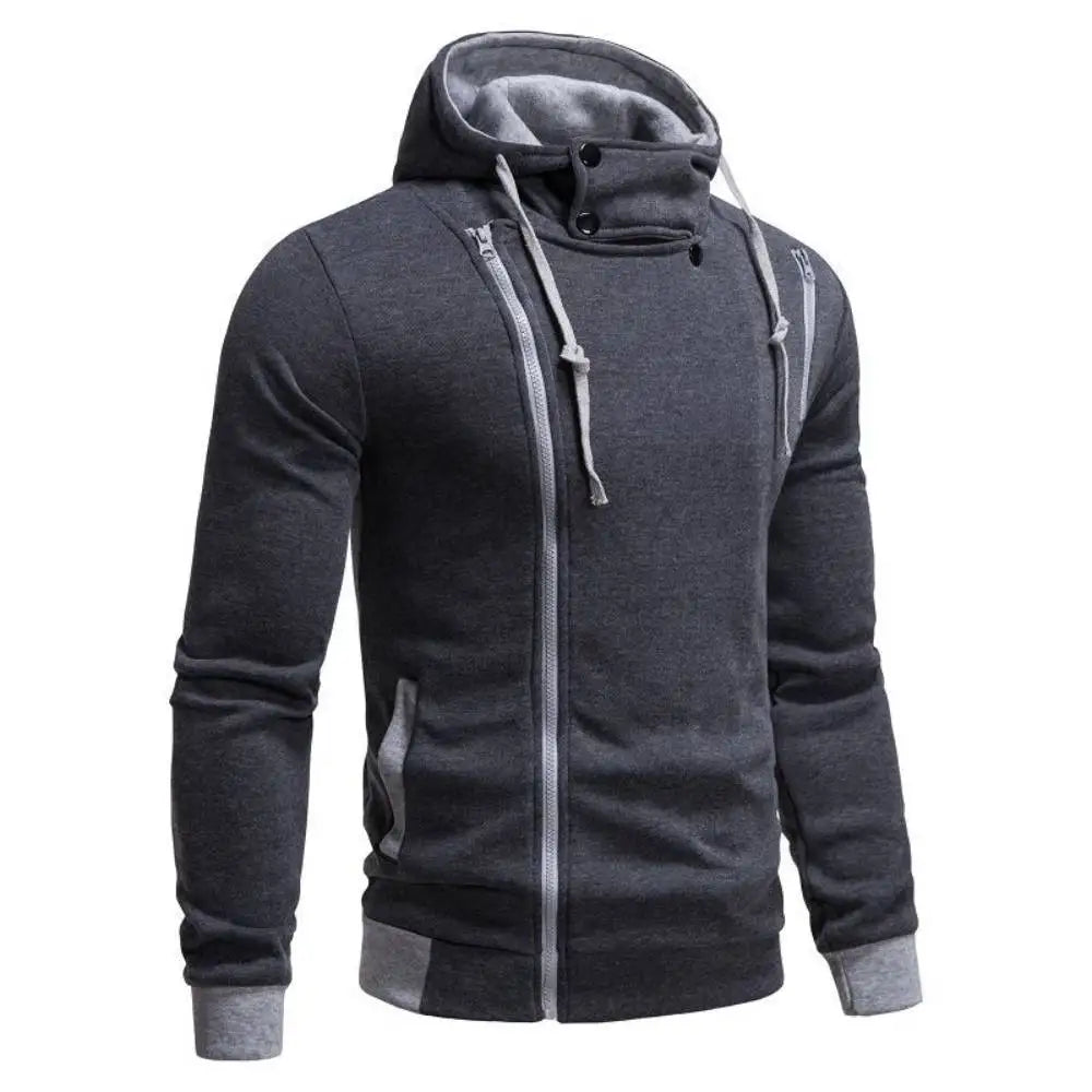 New Men Sweatshirts Jackets Korean Style Daily Casual Sportwear Simple Side Zipper Hooded Tracksuits Youth Hoodies Outerwear