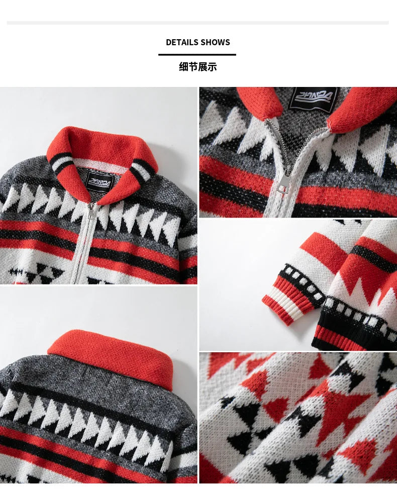 New Men's Long Sleeve Casual Knitted Sweaters High-grade Jacquard Lapel Cardigan Tops Autumn Winter Men Clothing Sweater Coats