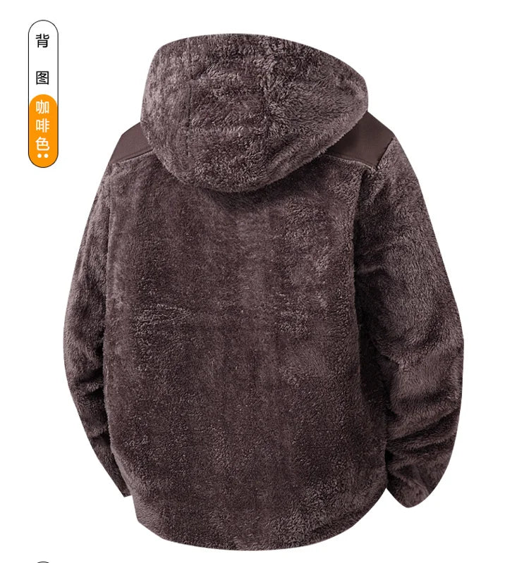 Men's New Hoodie Sweatshirts Winter Lamb Cashmere Thick Warm Sweatshirts Casual Hooded Cardigan Fashion Bomber Zipper Warm Coats