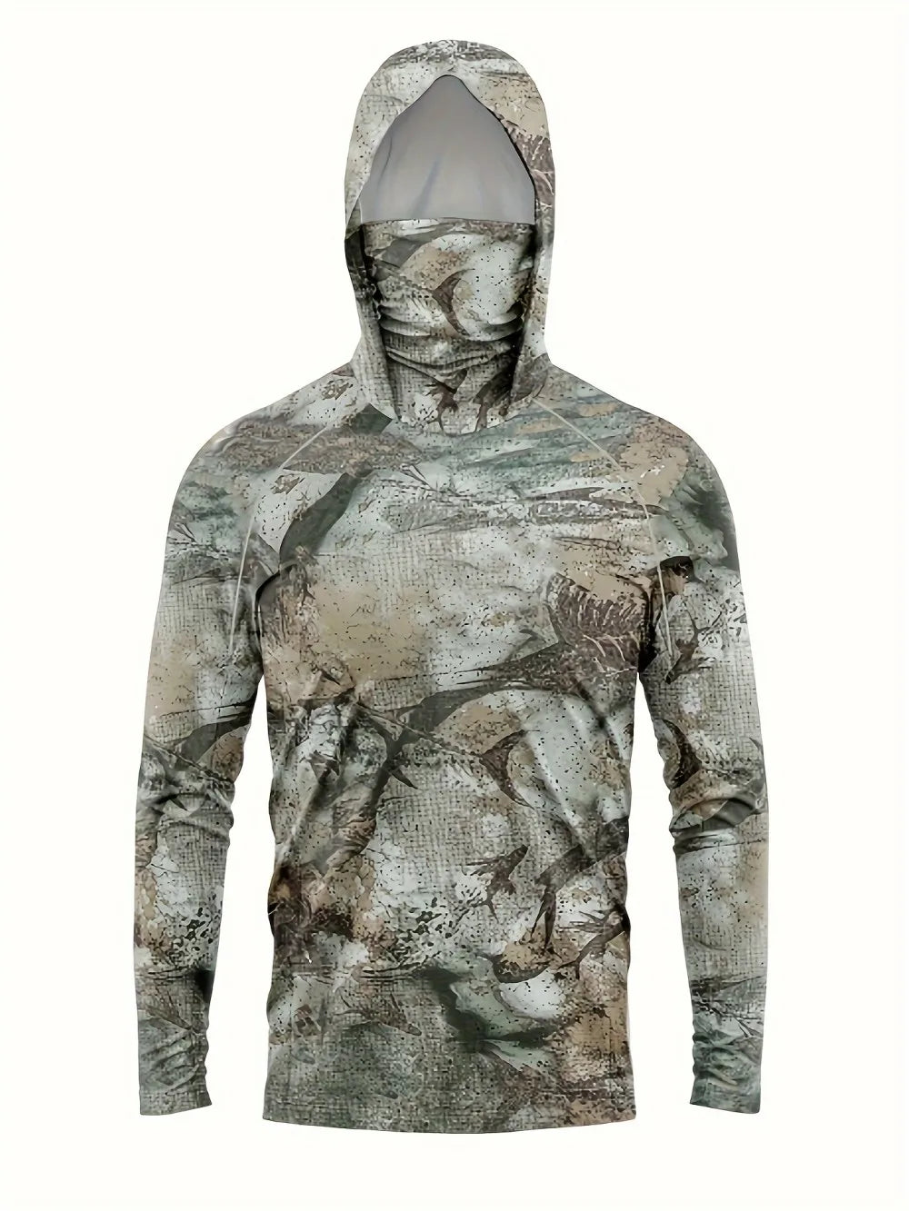 American Men's Summer New Fish Graffiti Print Soft and Breathable Long Sleeved T-Shirt Fishing Suit Outdoor Leisure Vacation Top