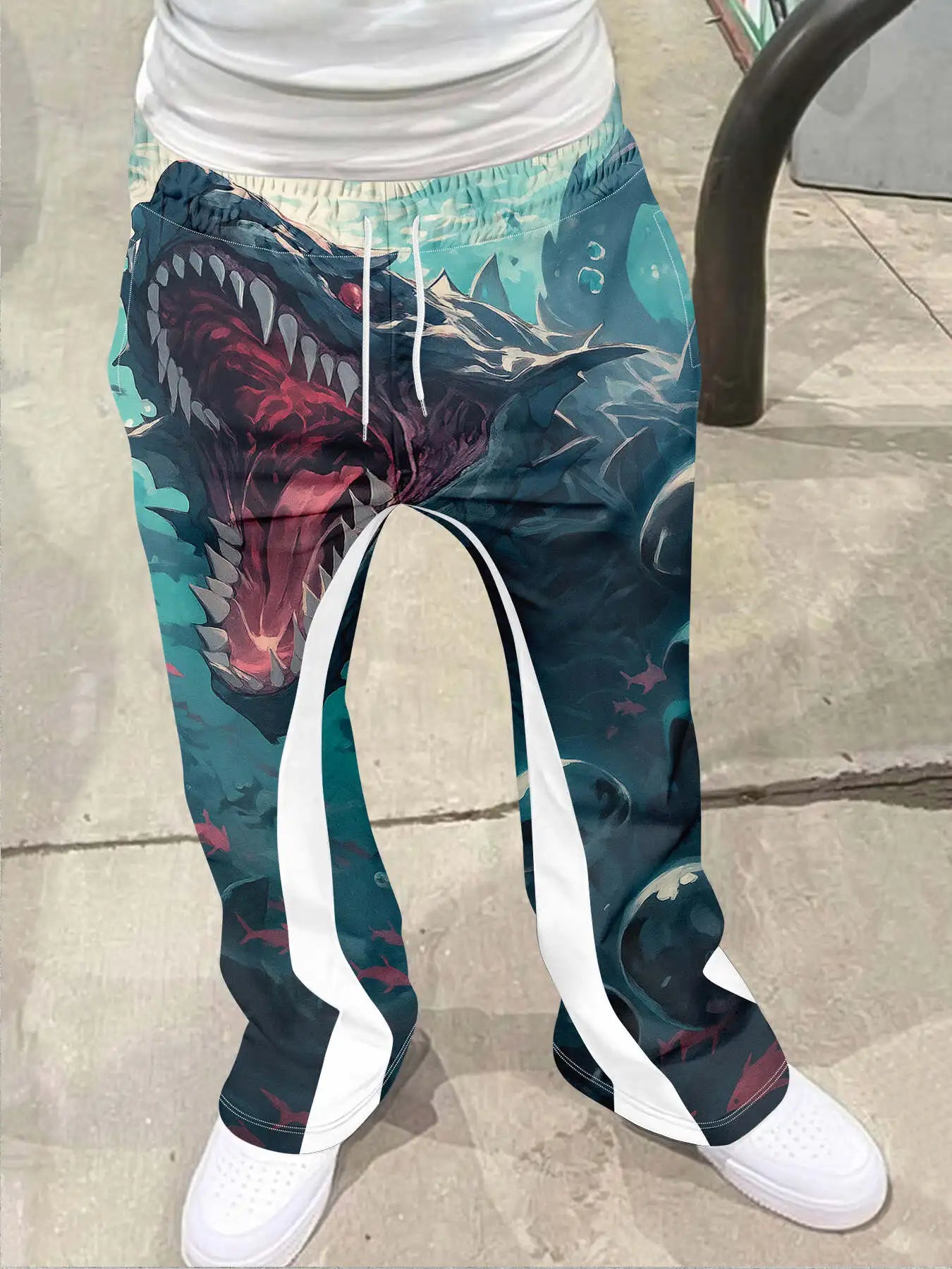 Y2k Flared Pants Men Loose 3D Print Trousers Casual Sweatpants Mid Waist Sporty Female Clothes Streetwear Hip Hop Vintage Pants