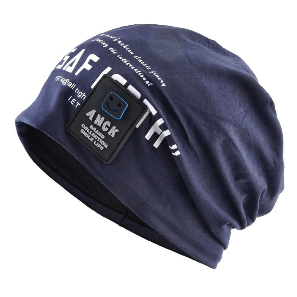 Men's Beanie Hats Autumn Outdoor Thin Casual Skullies Beanies Printing Letters Streetwear Hip Hop Bonnet Gorras Men Spring Hat