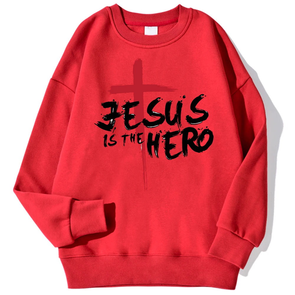 Jesus Is The Hero Sweatshirt Women Fashion Fleece Hoodies Autumn Fleece Hoodie Casual Oversize Clothing Male