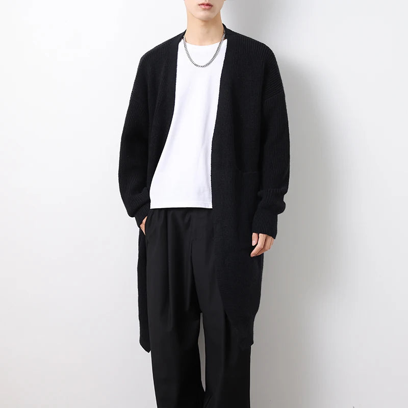 Mens Cardigan Sweater Long Autumn Winter Sweaters Knited Open Front with Deep Pockets Soft Touch 2024 Long Cardigan Coats Men