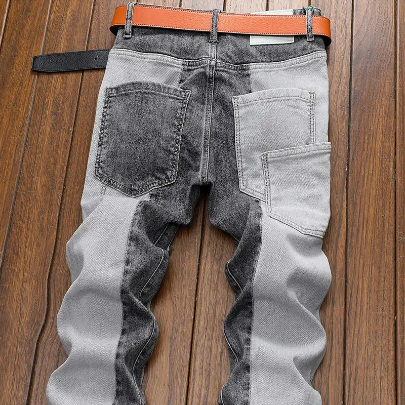 spring autumn cargos Men's clothing straight new Cargo slim casual original designer cowboy work Splice jeans pants Trousers