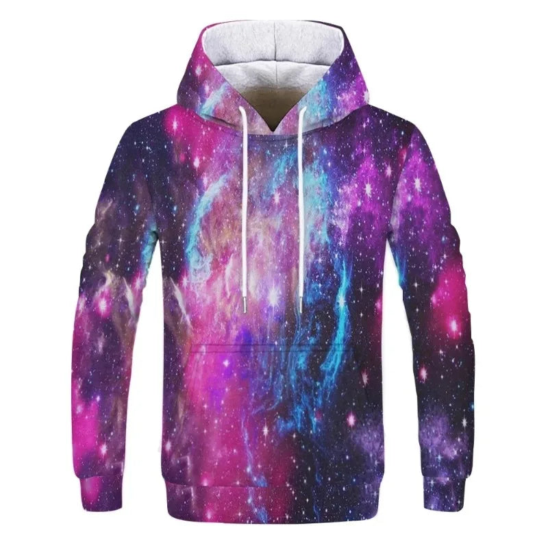 Space Galaxy Sportswear Men's 3D Starry Sky Printed Hoodie Men's and Women's Loose Hoodie Retro Hoodie