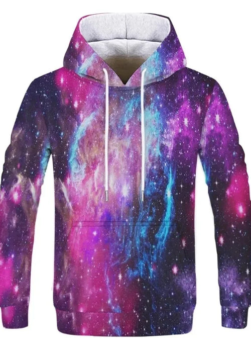 Space Galaxy Sportswear Men's 3D Starry Sky Printed Hoodie Men's and Women's Loose Hoodie Retro Hoodie