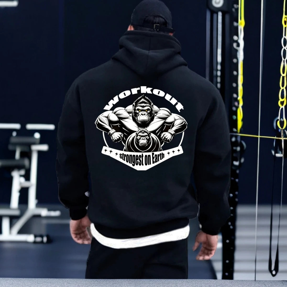 Men's Gym Pullovers Fitness Sweatshirts Man Workout Hoodies Gorilla Bodybuilding Casual Coat