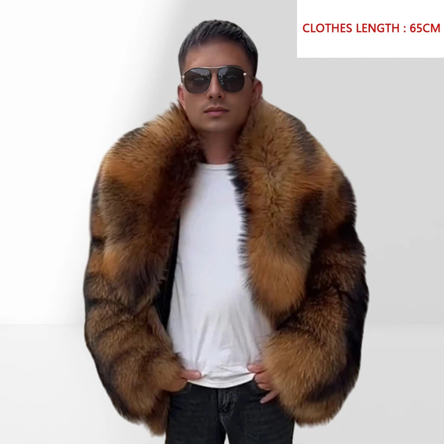 Men's Raccoon Fur Coat With Hood Natural Full Skin Raccoon Fur Jacket Genuine Leather Jacket High Quality  Real Fur Coat Long