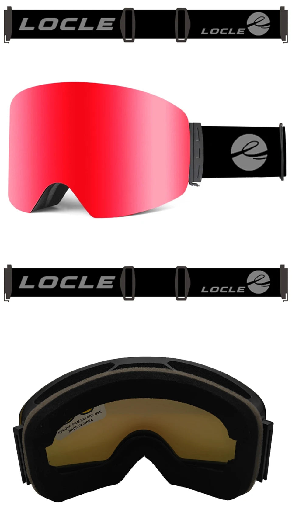 LOCLE Ski Goggles Snowboard Anti-fog Anti-ultraviolet Mask Men Women Skiing Eyewear UV400 Snow Protection Glasses Double Layers