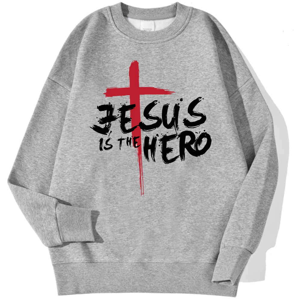 Jesus Is The Hero Sweatshirt Women Fashion Fleece Hoodies Autumn Fleece Hoodie Casual Oversize Clothing Male