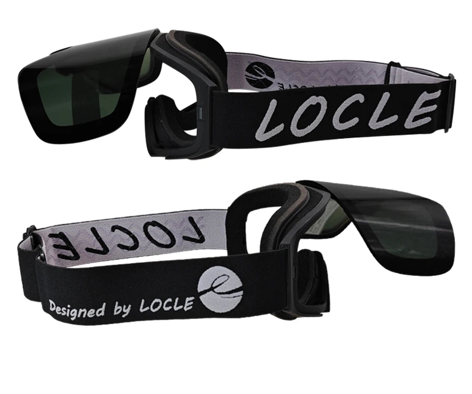 LOCLE Flip Up Magnetic Ski Goggles Men Women Snowboard Mask Anti-Fog Skiing Eyewear UV400 Snow Protection OTG Over The Glasses