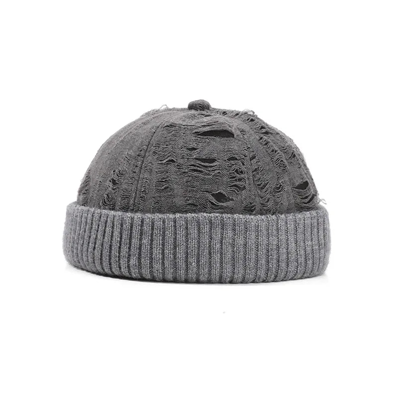 Men's Beanie Cap Knit Hat Boy Skullcap Sailor Cap Cuffs Solid Color Unisex Autumn Warm Cap Korean Version Small Face Cold Hat