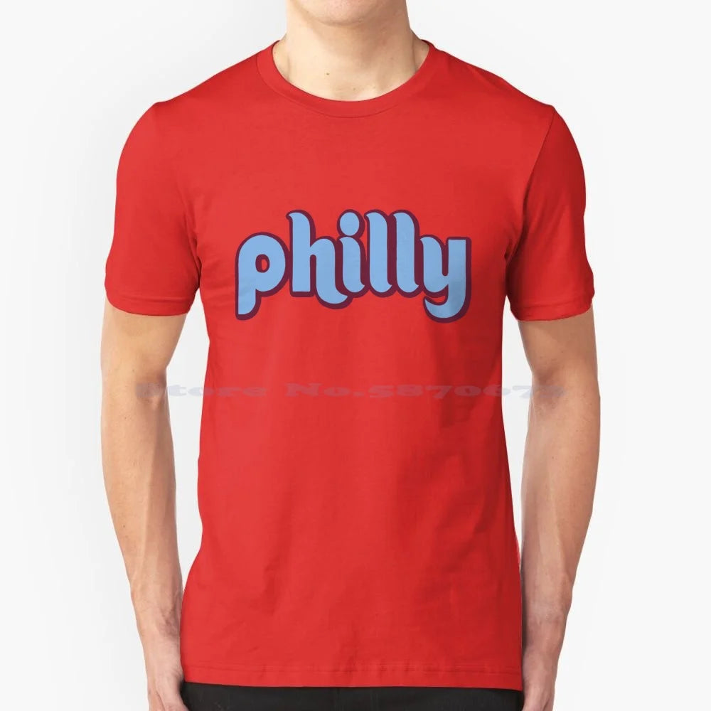 Philly Retro T Shirt 100% Cotton Tee Retro Philly Flyers Eagles History Die Hard Fans Philadelphia City Pennsylvania Blue