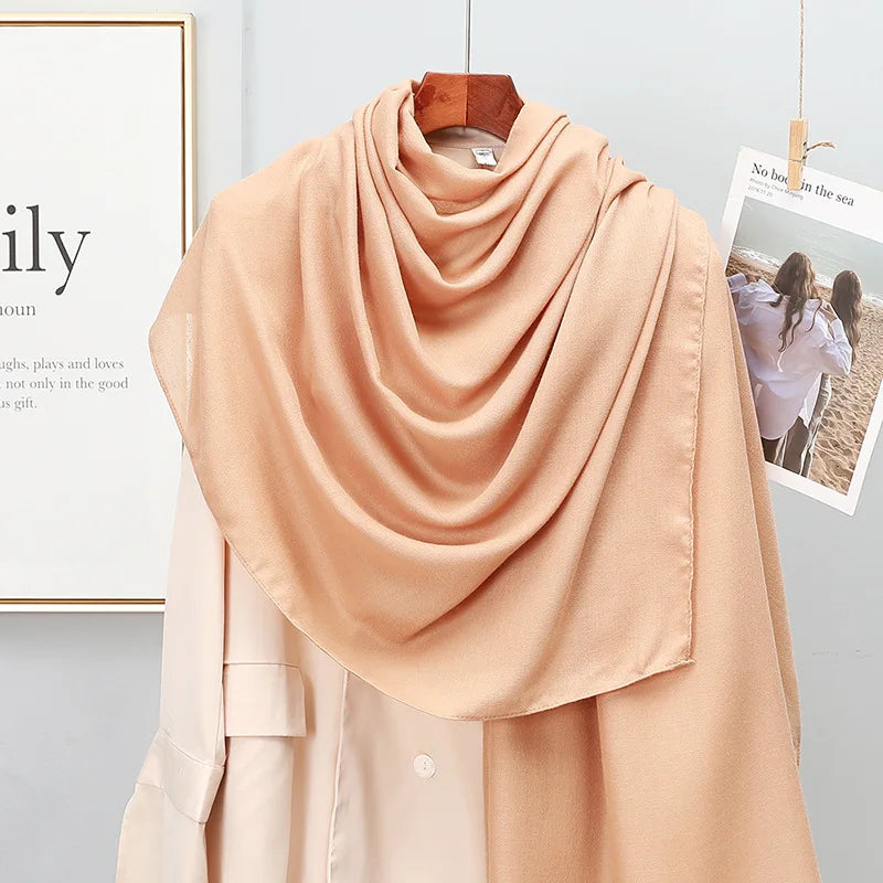 Plain Stripe Cotton Scarf for Women Winter Warm Tassel Linen Pashmina Scarves Hijab Lady Foulard Shawls Wraps Female Bandana New