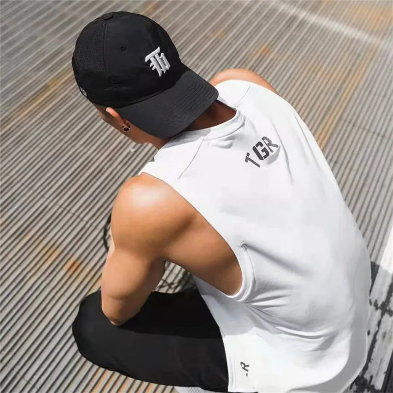 Men's Brand Gym Stringer Tank Top Men Bodybuilding Vest Cotton Sleeveless Shirt Fitness Vest Singlet Sportwear Workout Tanktop