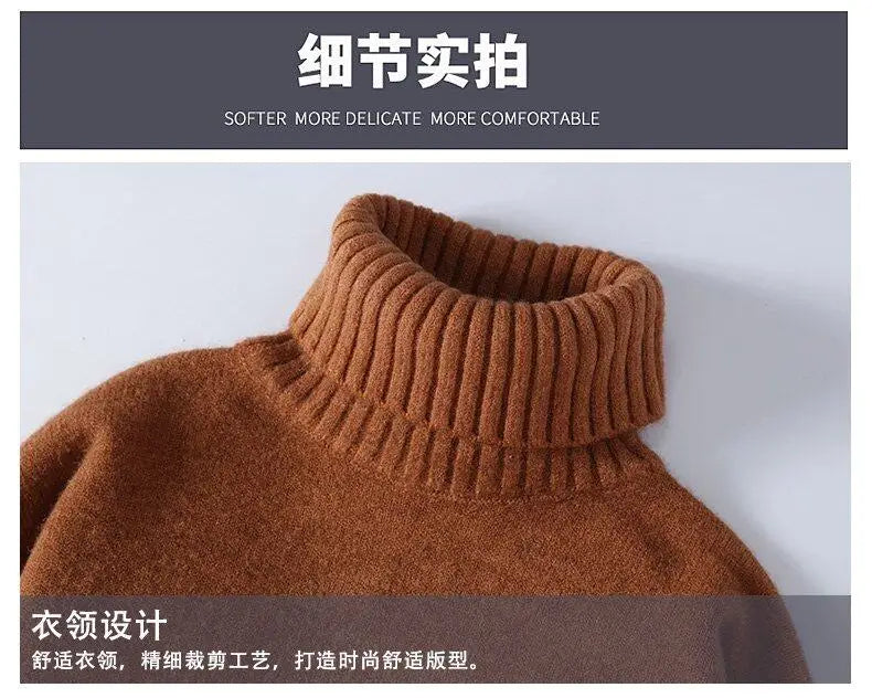Men Turtleneck Sweater Classic Gradient Knitted Pullover Vintage American Fit Loose Harajuku Men's Knitwear Sweaters Multicolors