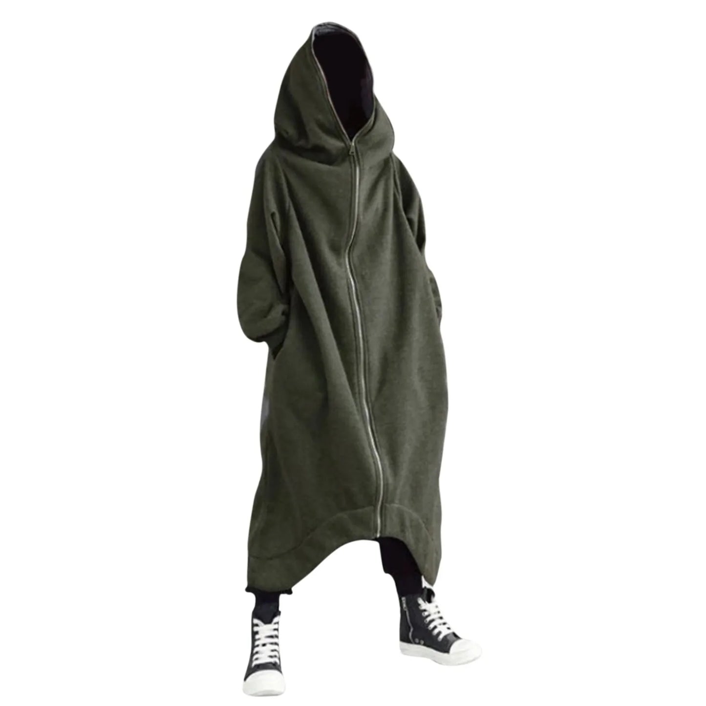 Men's Oversized Hoodies Outerwear Harajuku Fashion Dark Full Body Zip Up Hooded Sweatshirt Fashion Long Hooded Pullovers худи