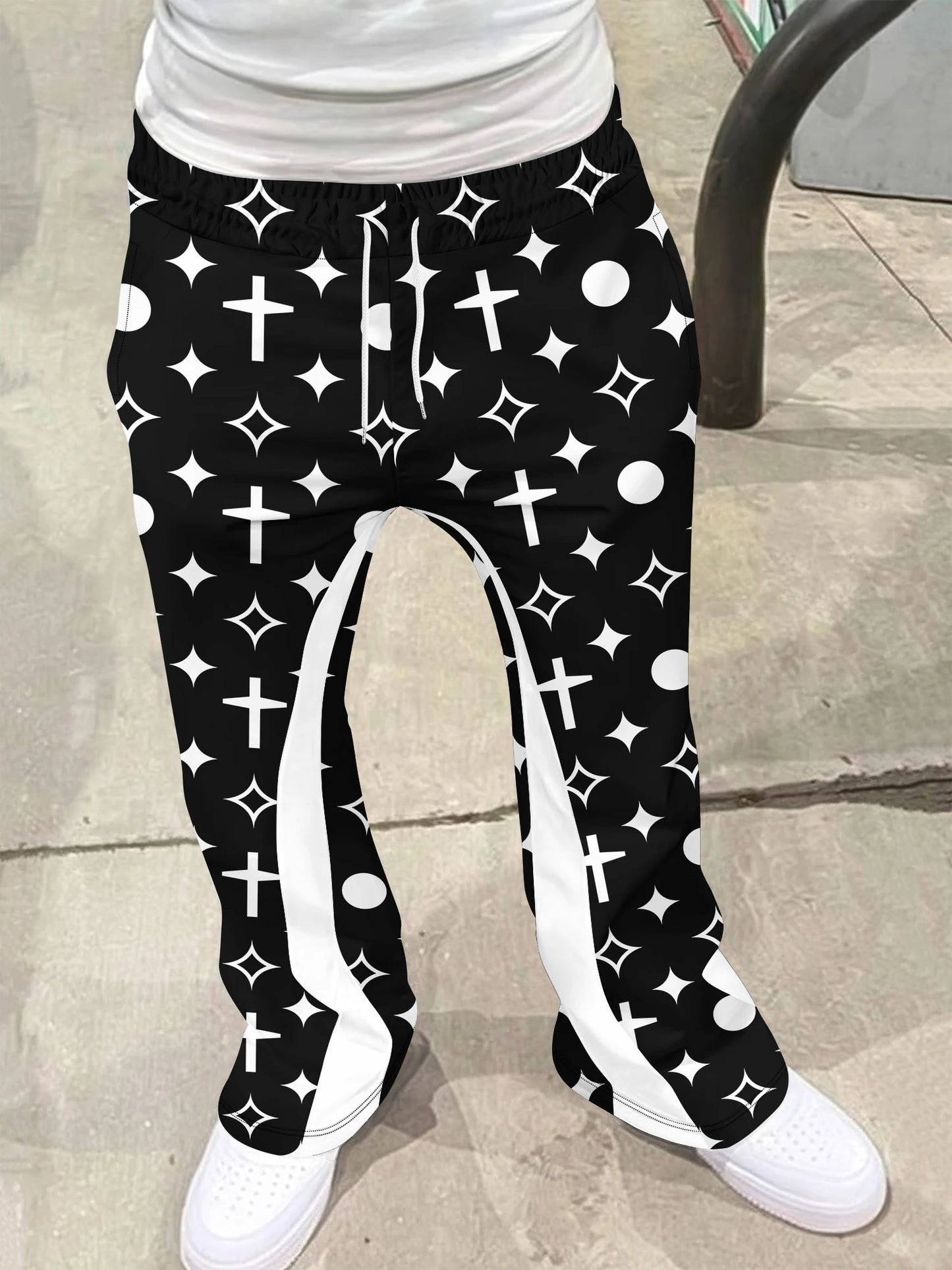 Y2k Flared Pants Men Loose 3D Print Trousers Casual Sweatpants Mid Waist Sporty Female Clothes Streetwear Hip Hop Vintage Pants