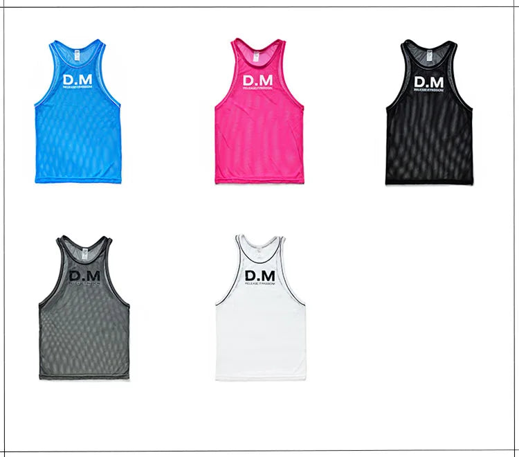 Ropa Hombre Tank Top Men Gym Shirt Mesh Breathable Roupas Masculinas Summer Loose Fitness Debardeur Hommes Bodybuilding Simple