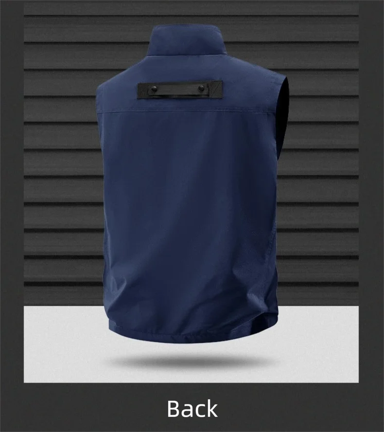 2026 Men's Outdoor Tooling Multi-Pocket Casual Outdoor Fishing Large Size Vest with Vertical Collar Breathable Quick-drying Vest