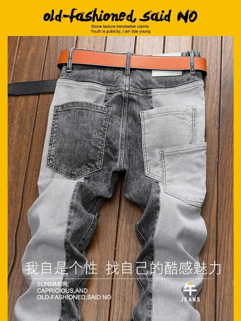 spring autumn cargos Men's clothing straight new Cargo slim casual original designer cowboy work Splice jeans pants Trousers